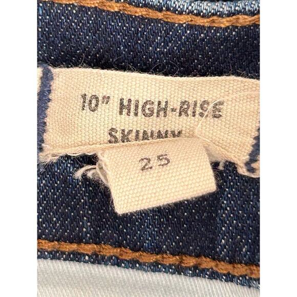 Madewell Jeans Womens Size 25 10" High Rise Skinny Dark Wash Raw Hem 27" Inseam - Picture 7 of 15